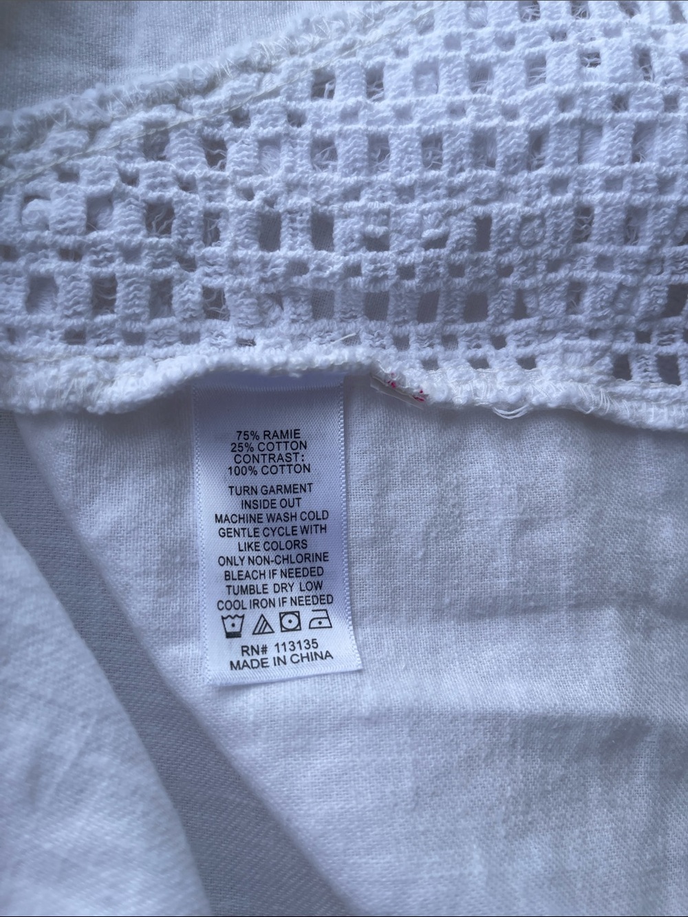 Leo & Nicole White Ramie Cotton Embroidered Button-Up Blouse Size: L NWT - Picture 9 of 13